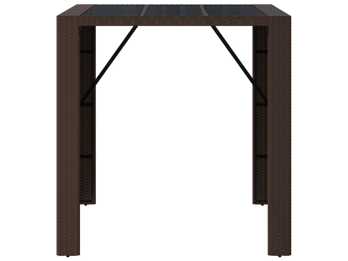 Mesa De Bar Com Tampo De Vidro 105x80x110 Cm Vime Pe Castanho
