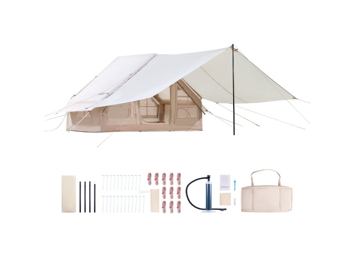 Tenda Inflável De Campismo 3x2x2m Com Toldo, Janelas Em Rede E Resistência Tekmaquinas