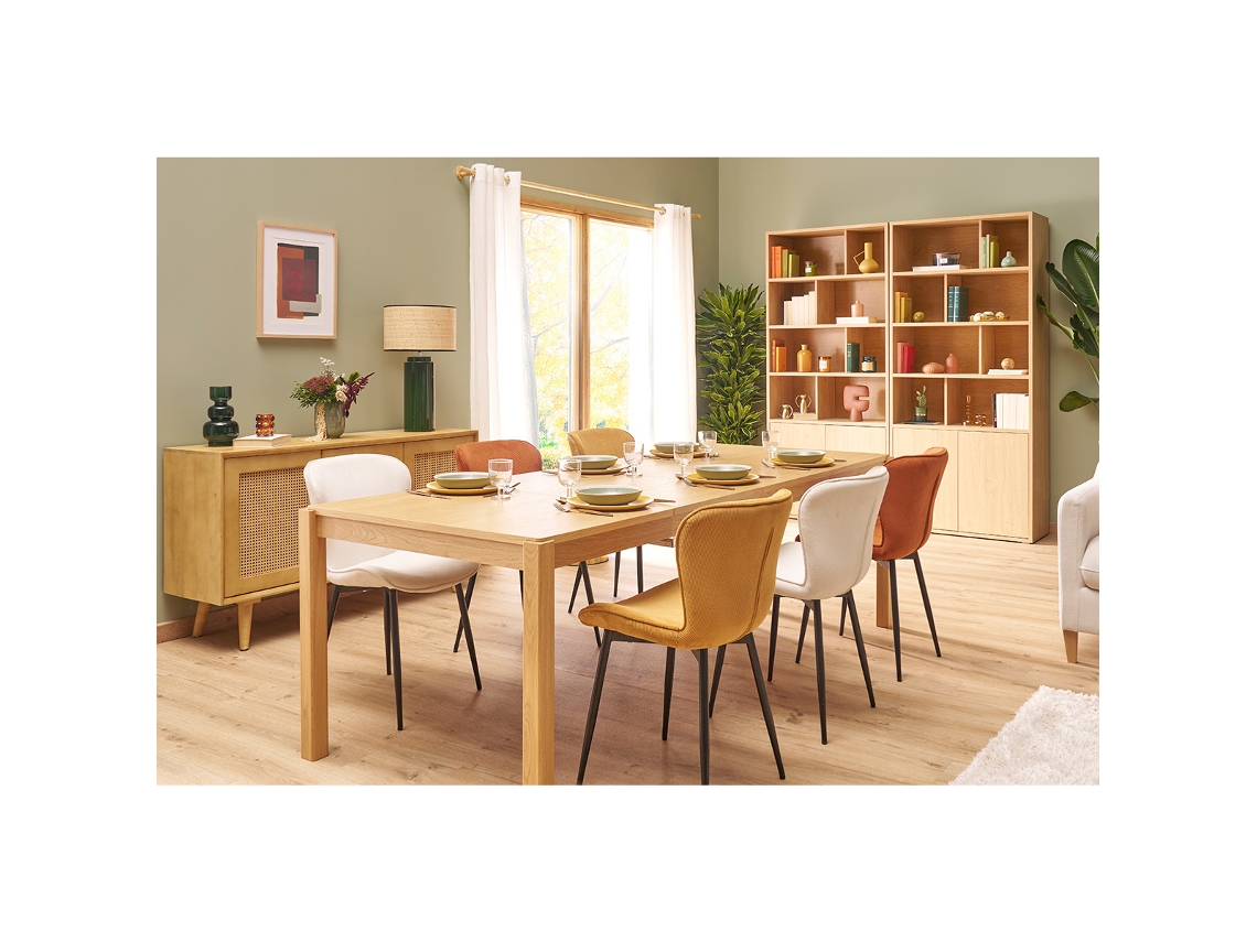 Mesa de jantar extensível com acabamento em carvalho L125-238 cm AGALI MILIBOO