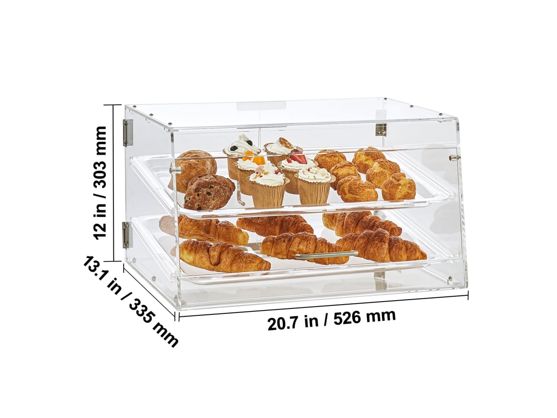 Vitrine De Pastelaria Succebuy De 2 Camadas, Vitrine De Acrílico Para Bancada De Padaria Com Acesso Traseiro