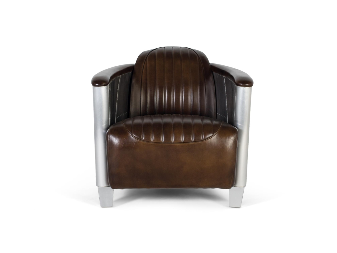 Poltrona Estofada Em Couro Marrom Com Acabamento Envelhecido Giner Y Colomer