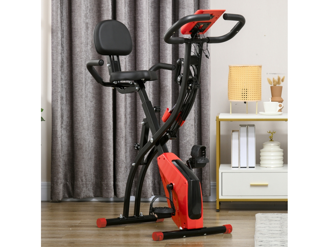 Bicicleta Estática Aço, ABS e PVC cor Rojo 51x97x115cm HOMCOM