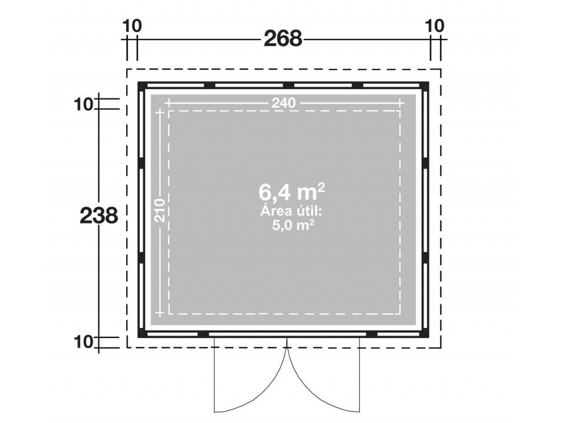 Abrigo de Jardim metálico NH6 | Cinza Claro | 268 x 238 - NOVO HABITAT