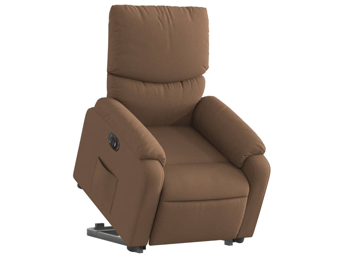 Poltrona reclinável elevatória elétrica tecido castanho
