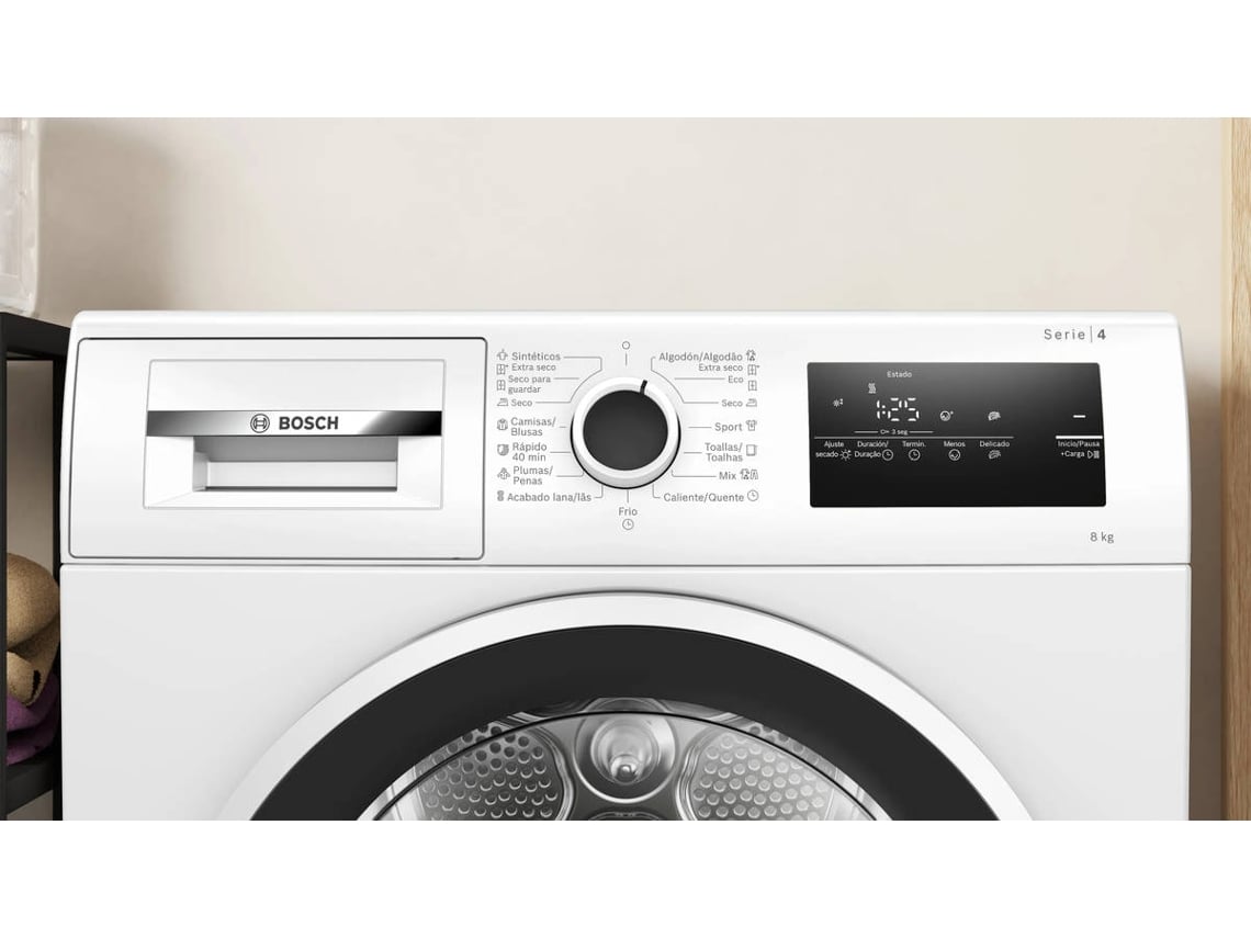 Máquina de Secar Roupa BOSCH WTR83200ES (8 kg - Bomba de Calor - Branco)