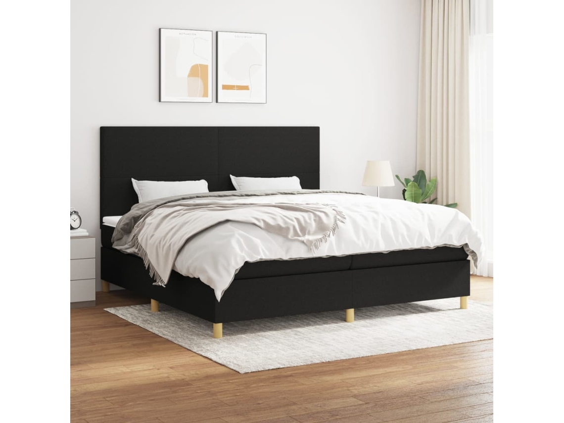 Cama box spring VIDAXL Preto Tecido (200x200 cm)