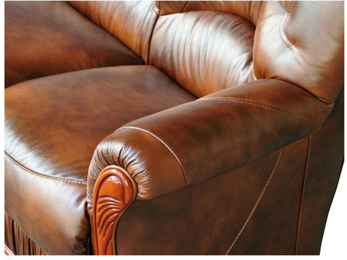 Sofá Fixo Daphne VENTE-UNIQUE (Castanho Chocolate - Pele - 183x91x97 cm)