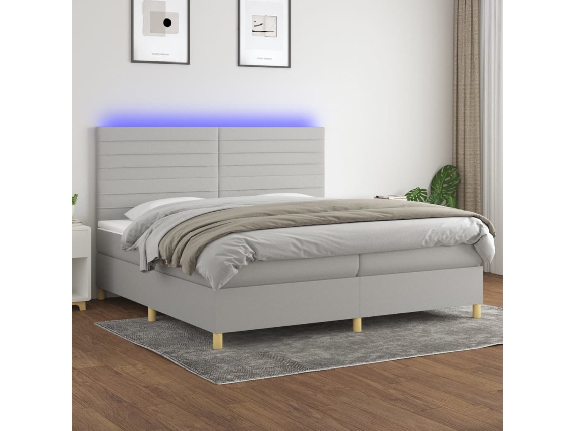 Cama box spring VIDAXL Cinzeto Tecido (200x200 cm)
