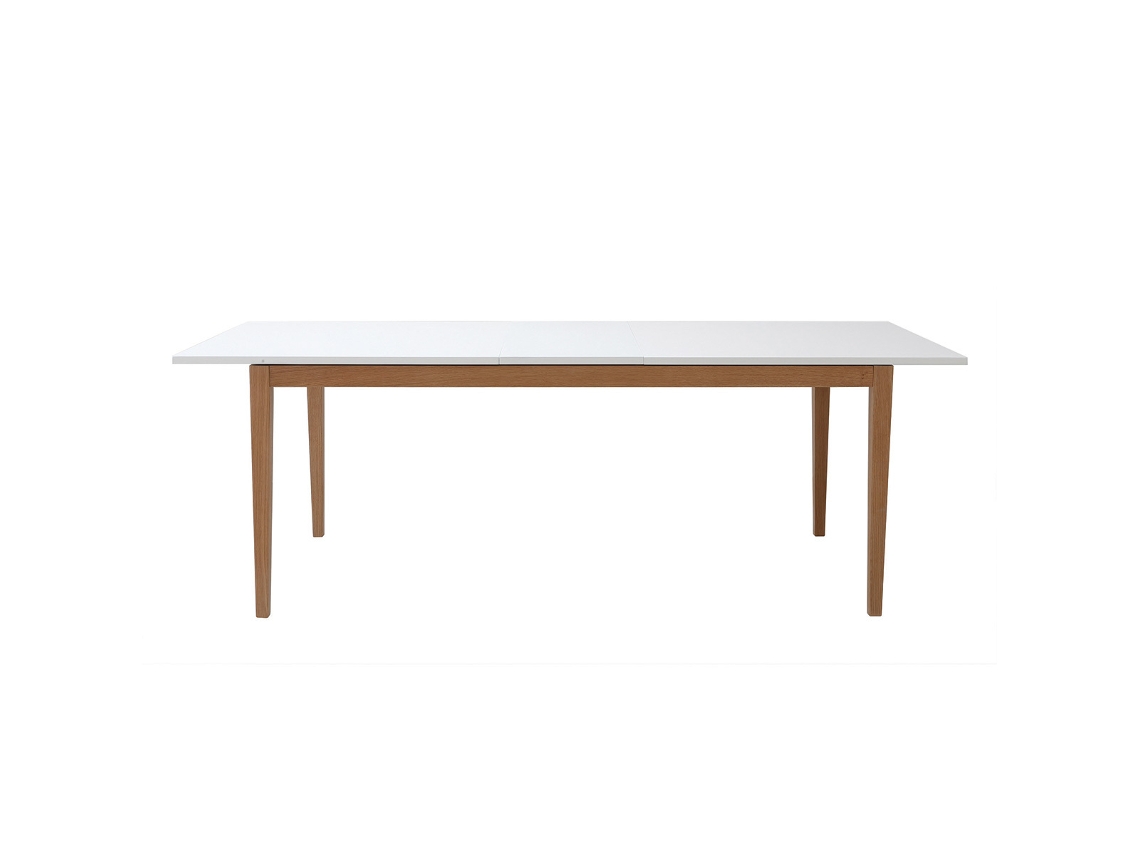 Mesa de jantar extensível branca design com pés de madeira L180-260 DELAH MILIBOO