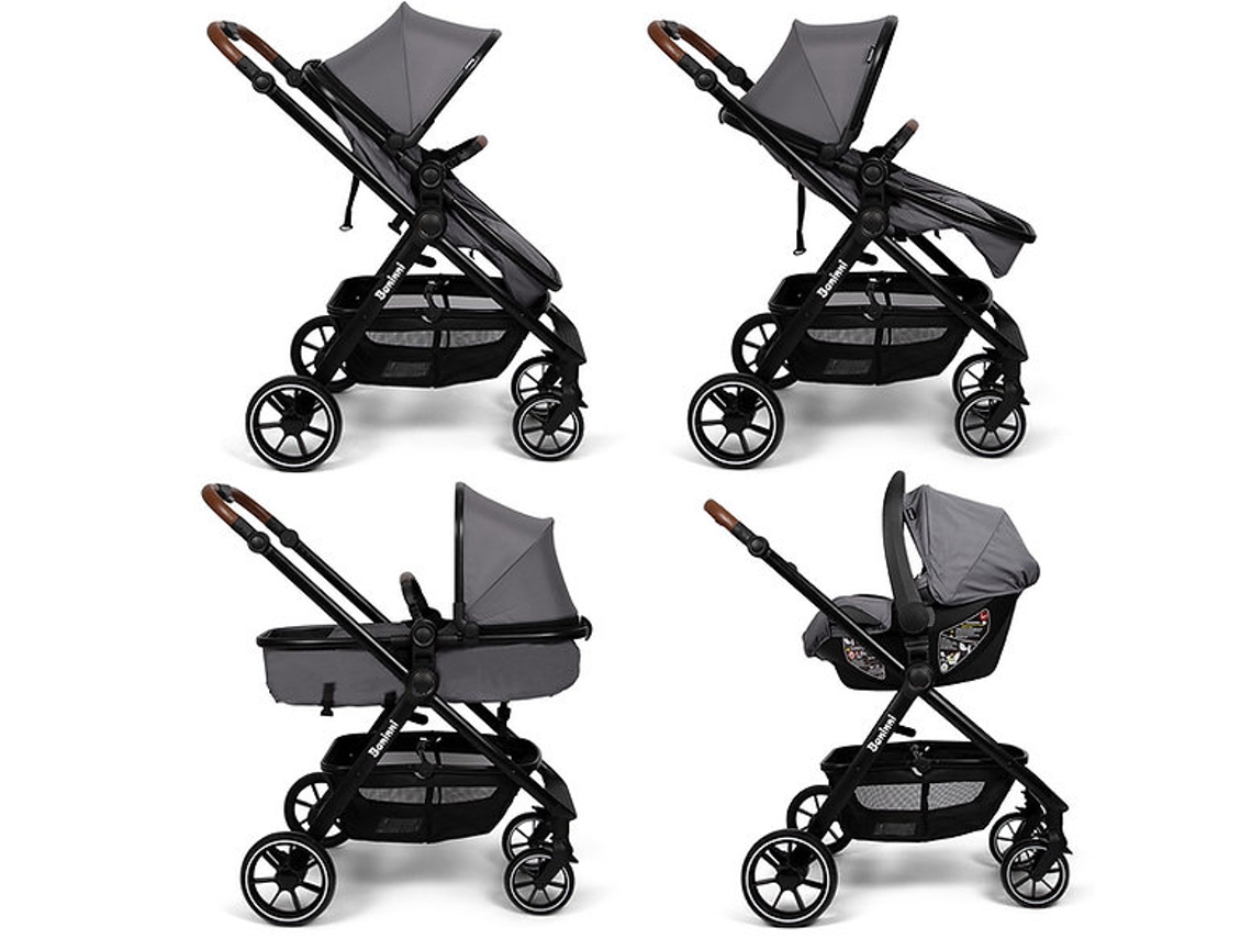 Carrinho De Bebé Conversível 3 Em 1 Adria Gray Baninni