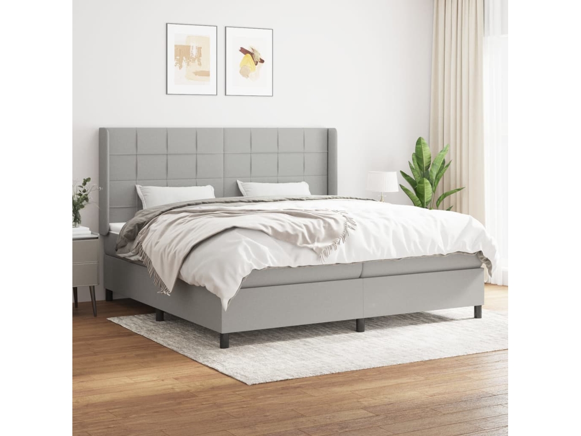 Cama box spring VIDAXL Cinzeto Tecido (200x200 cm)