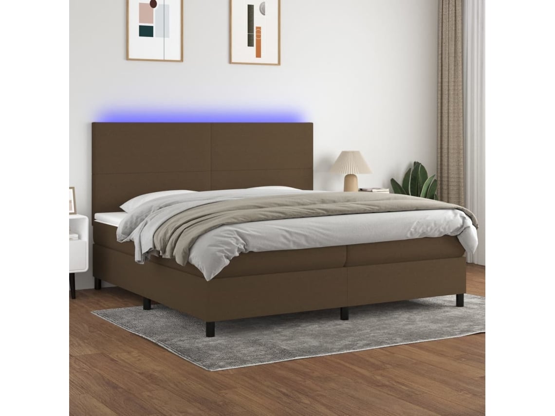 Cama box spring VIDAXL Marrom Tecido (200x200 cm)