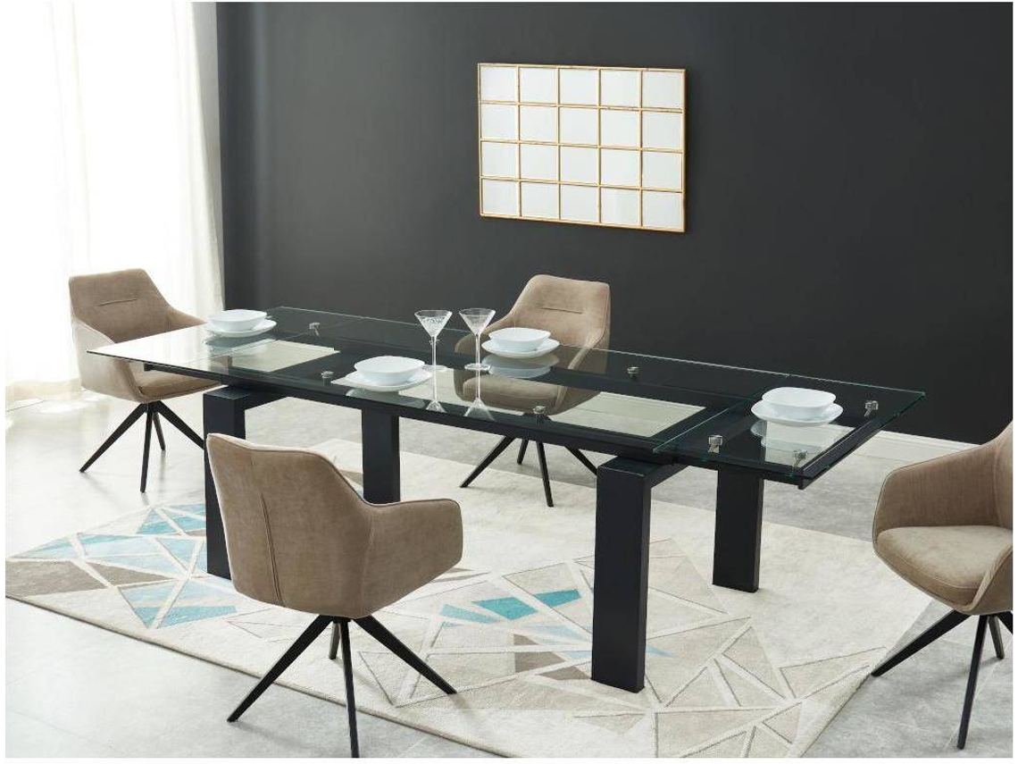 Mesa Extensível Lubana VENTE-UNIQUE (Transparente e Preto - Vidro - 270x100x75 cm)