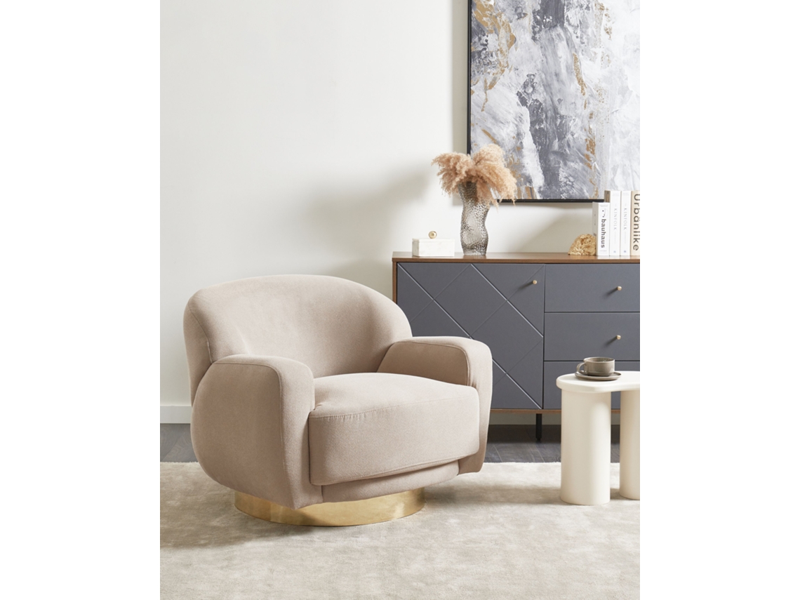 Poltrona BELIANI Lejre de Poliéster Creme 92x83x70