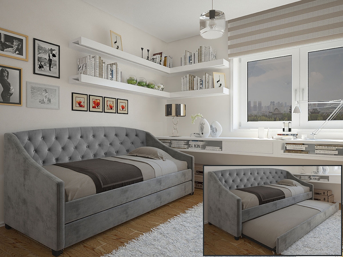 Cama Dupla E Sofá Sagres (cinza)(200×90 Cm)