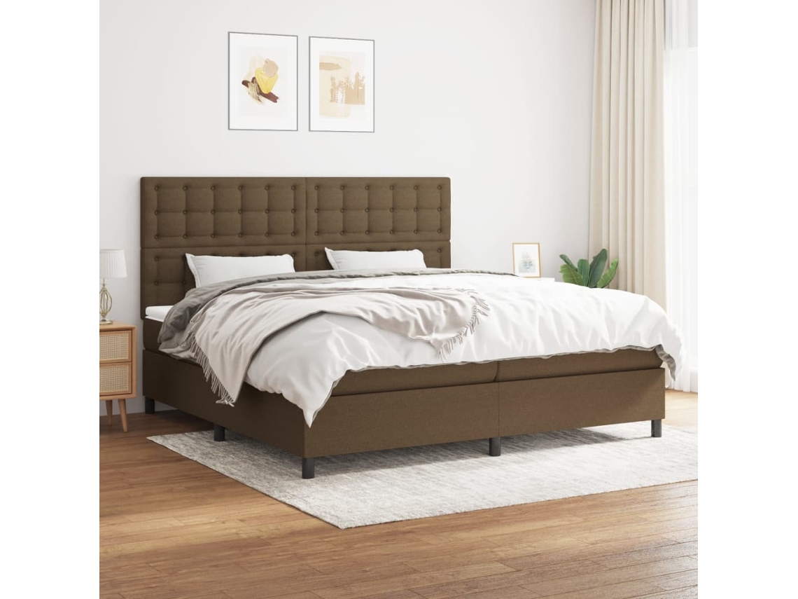 Cama box spring VIDAXL Marrom Tecido (200x200 cm)