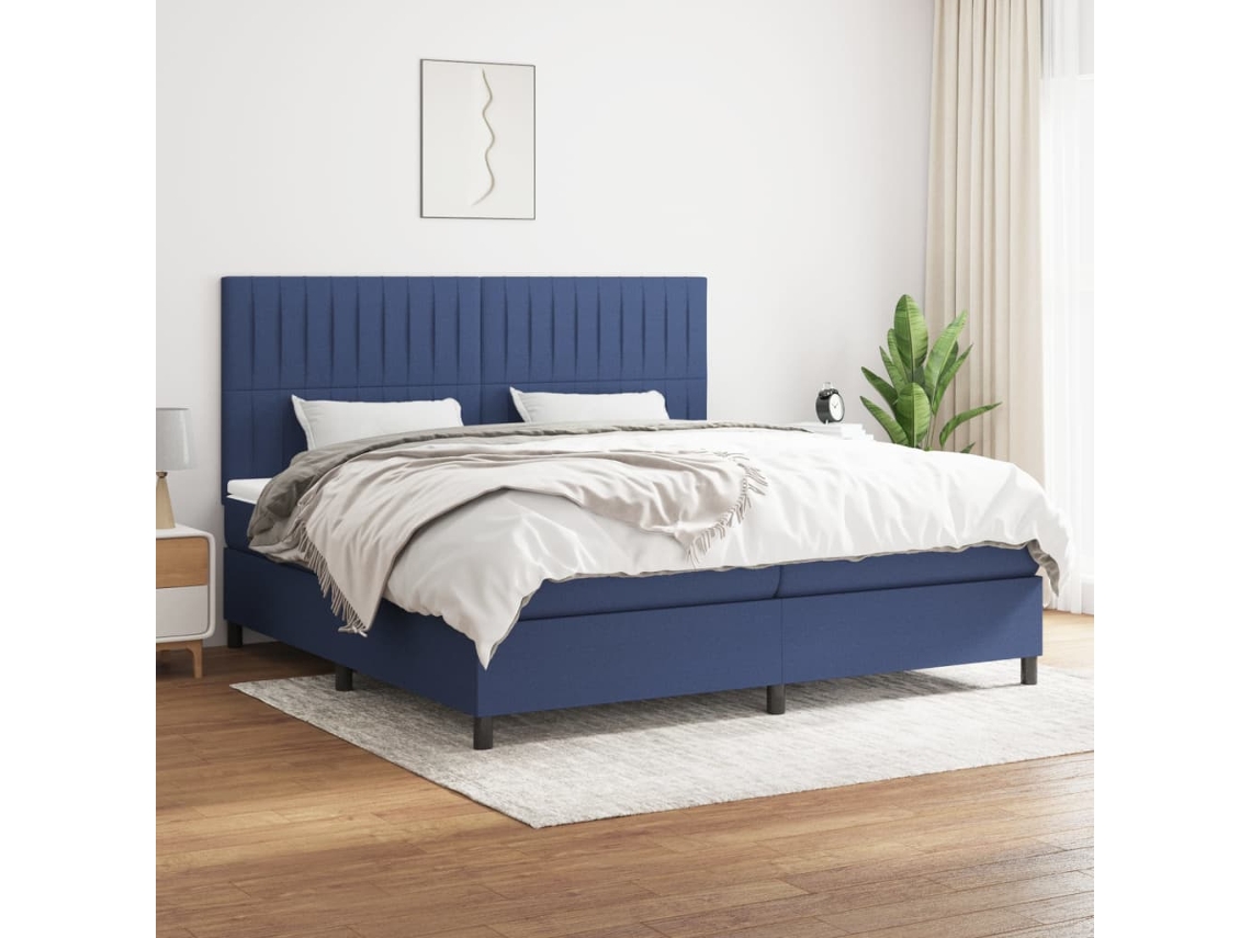 Cama box spring VIDAXL Azul Tecido (200x200 cm)