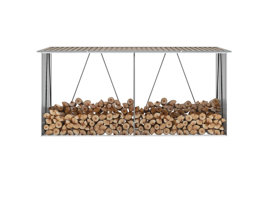 Abrigo para Lenha VIDAXL Castanho Galvanised Steel (330x84x152 cm)