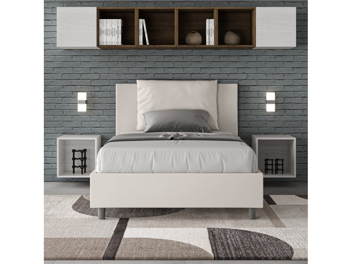 Cama de Corpo e Meio Sem Estrado Estofada AnteaITYHOME (120 x 200 cm - Painéis de Melamina e Couro Sintético)