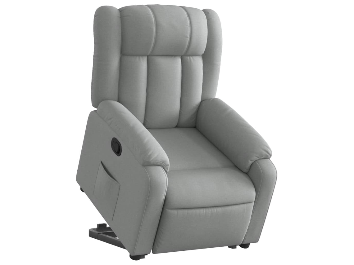 Poltrona reclinável elevatória tecido cinzento-claro