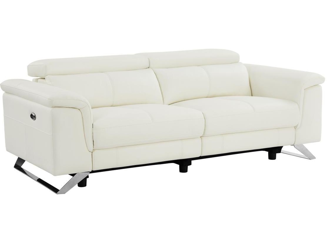 Sofá Relax Elétrico VENTE-UNIQUE (220 x 108 x 77 - Pele - Branco)