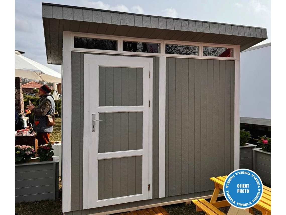 Abrigo de Madeira TIMBELA Painéis Derivados Lp Smartside 3m² com Piso e Ladrilhos Betuminosos L161xh294xh239 cm M901-Cavern Steel