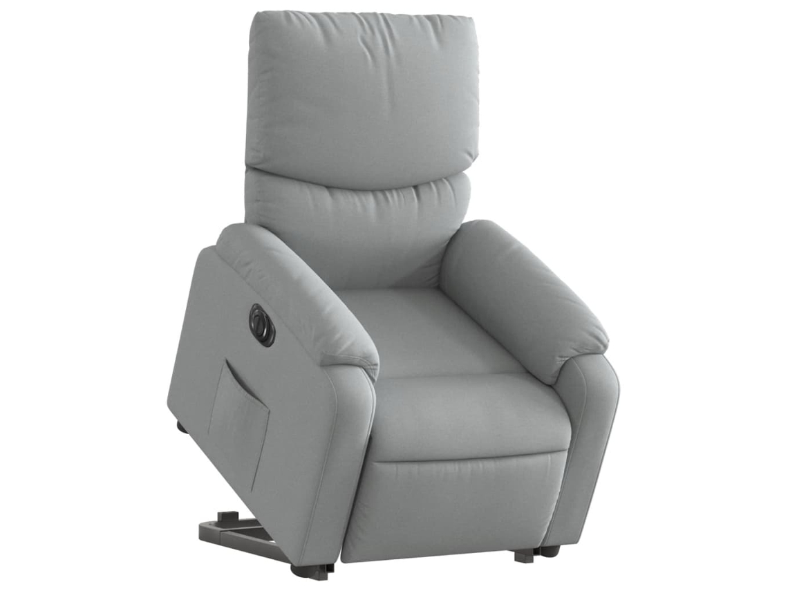 Poltrona reclinável elevatória elétrica tecido cinzento-claro