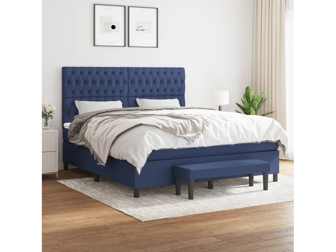 Cama box spring VIDAXL Azul Tecido (180x200 cm)