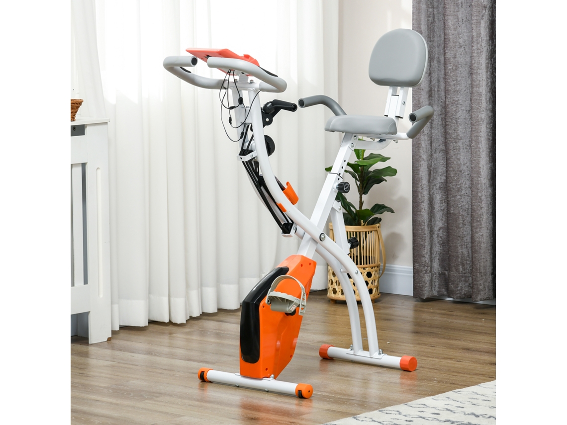 Bicicleta Estática Aço, ABS e PVC cor Naranja 51x97x115cm HOMCOM