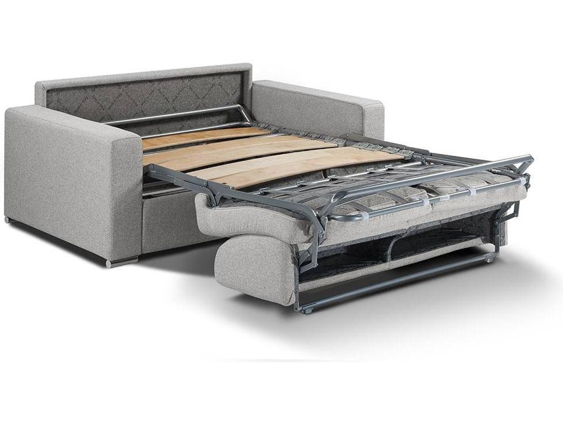 Sofá Cama Calito VENTE-UNIQUE (Cinzento - Tecido e Veludo - 174x94x85 cm/Dimensões da cama: 120 – 139 cm)