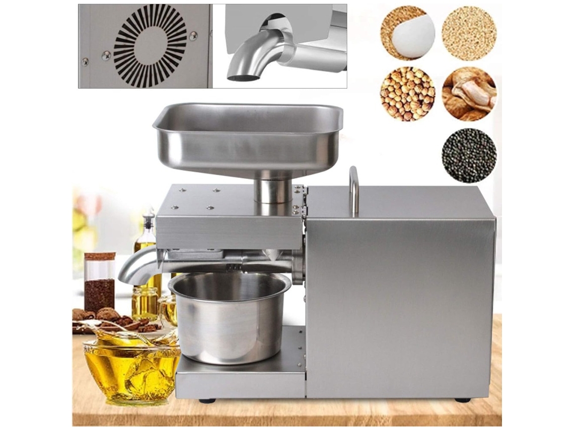 Máquina De Prensa De Óleo Elétrica, 600w De Potência, Construção Em Aço Inoxidável, Taxa De Extração De Óleo De 45%