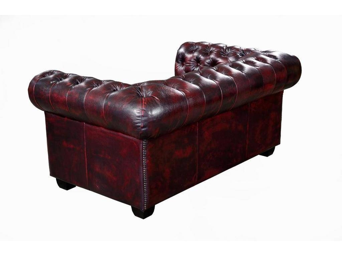 Sofá Fixo Brenton LINEA SOFA (Bordeaux - Pele - 160x96x73 cm)