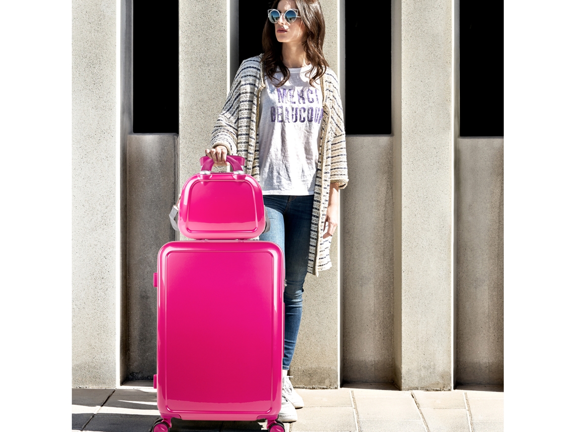 Conjunto de Bagagem Pc ITACA Stickers Fúcsia 45X68X26 Cm 63L