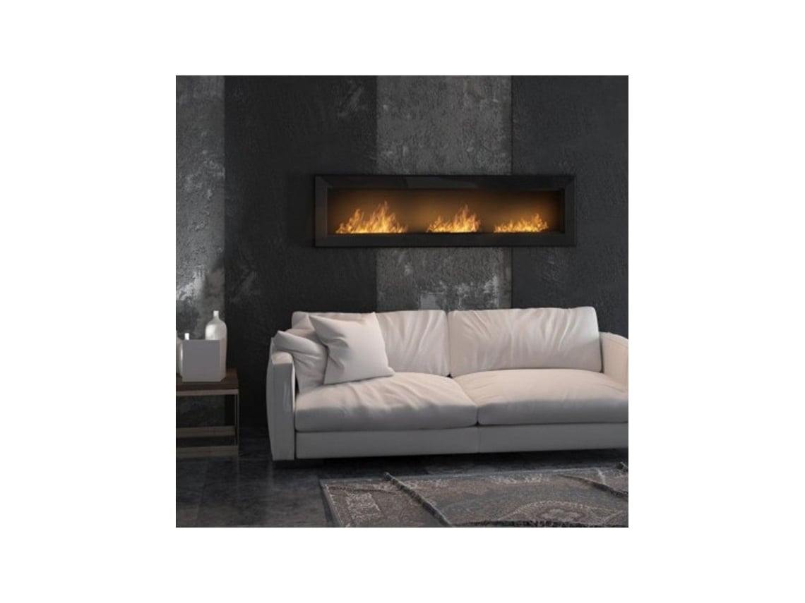 Lareira mural a bioetanol de encastrar RAME 180 Preto com vidro OUTINFIRE