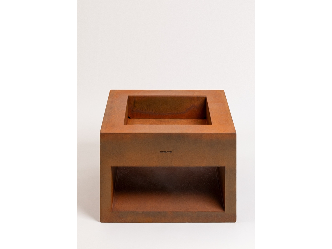 CREATE - FIRE PIT CUBE - Braseiro quadrado de exterior em aço corten