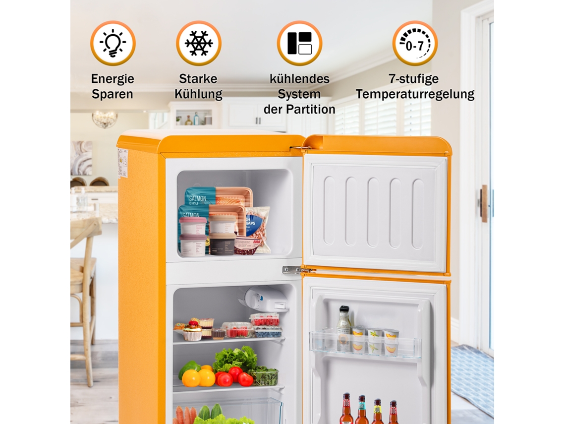 Frigorífico Retro 60 L, 22 L Congelador, 102 kWh/ano, LED, Classe E Premium