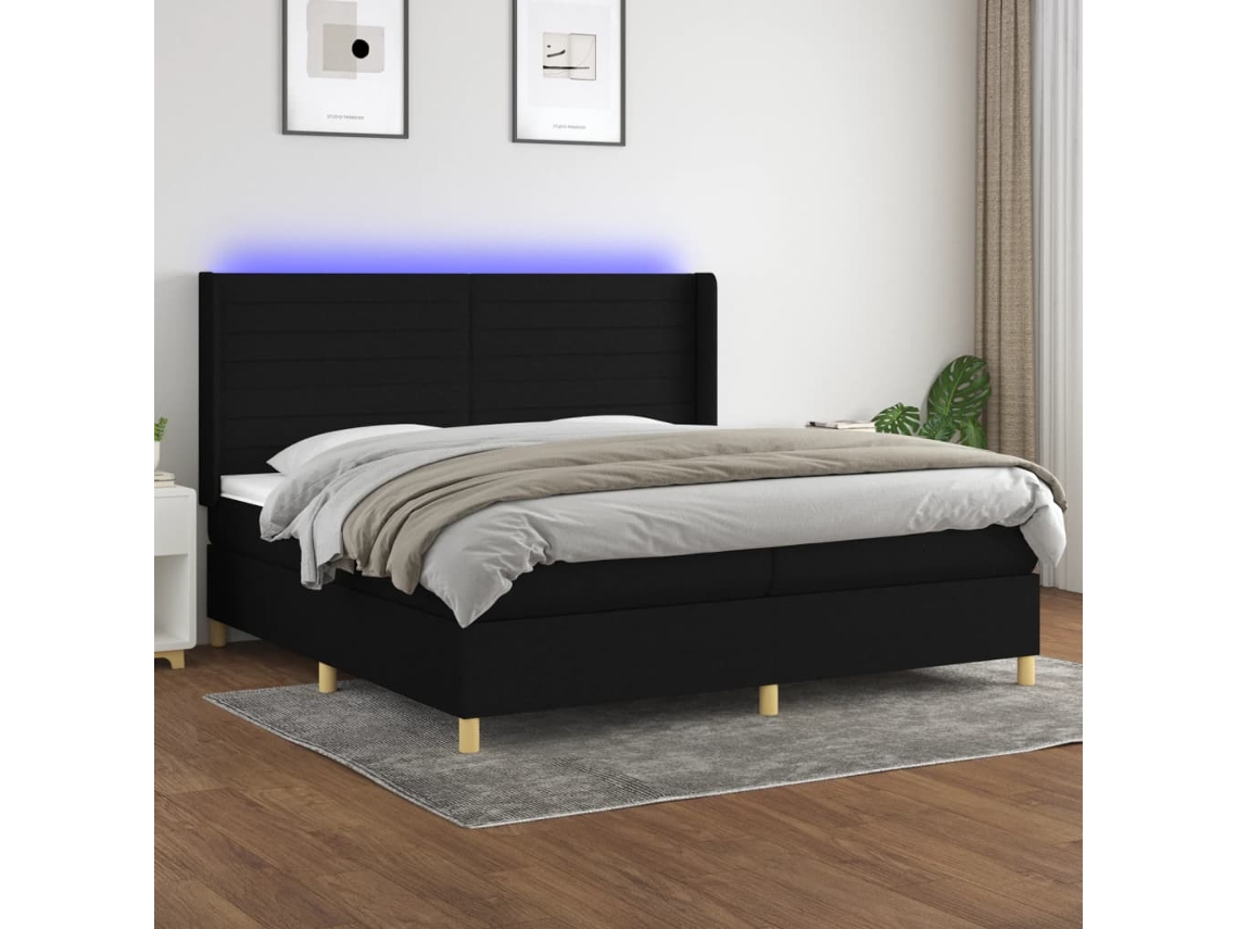 Cama Box Spring VIDAXL (Preto - Tecido - 203 x 203 x 128 cm)