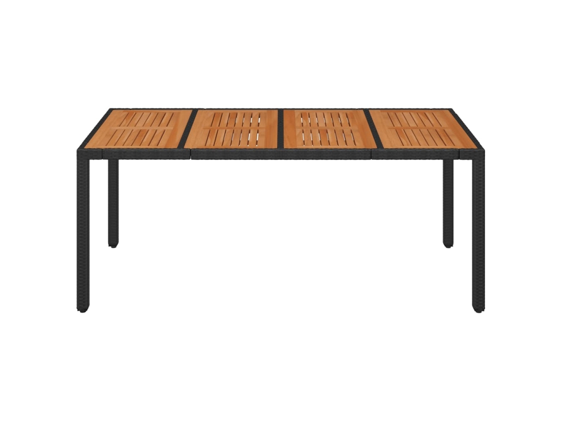 Mesa De Jardim Com Tampo De Madeira 190x90x75 Cm Vime Pe Preto Lovely Home