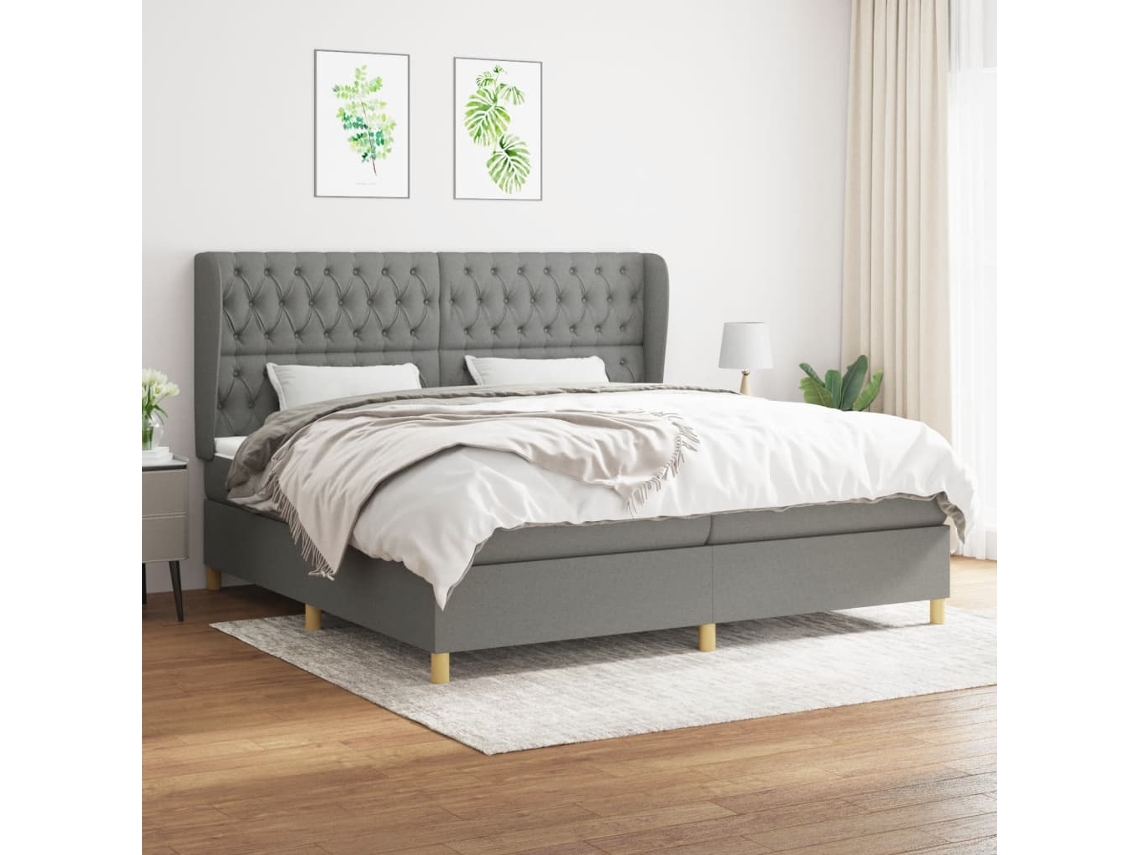 Cama box spring VIDAXL Cinzeto Tecido (200x200 cm)