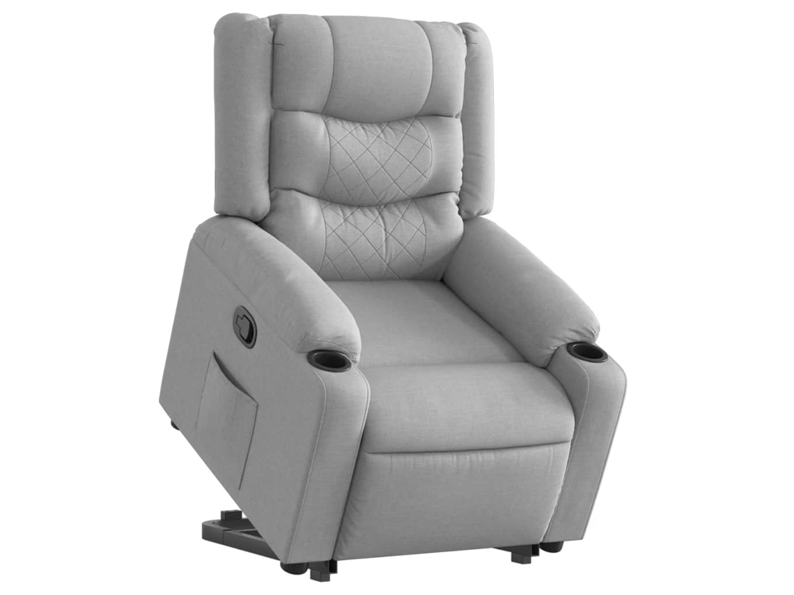 Poltrona reclinável elevatória tecido cinzento-claro