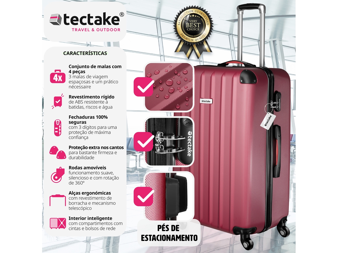 Conjunto de 4 Malas Rígidas Cleo com Balança de Bagagem TECTAKE