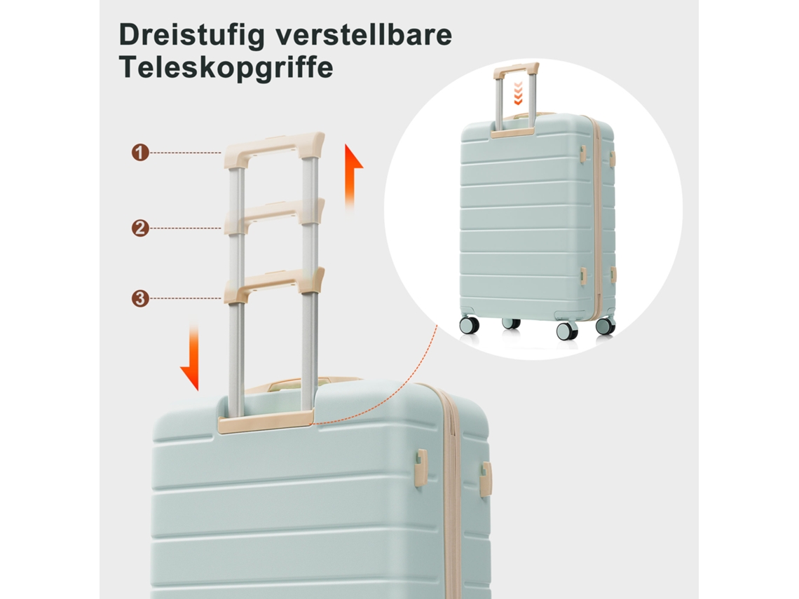 Conjunto De Malas De Viagem M L Xl, Abs, Com Rodas Spinner E Fecho, Com Bolsa De Viagem, Verde Musgo Haochrymec (73.6x50.6x28.5 Cm)