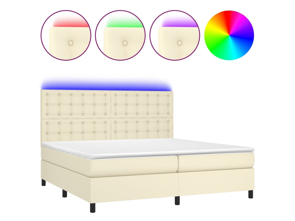 Cama Box Spring VIDAXL (Bege - Couro Artificial - 203 x 200 x 128 cm)