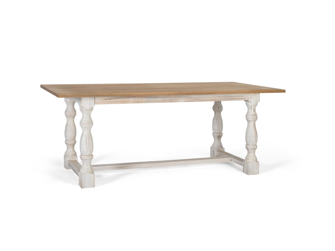 Mesa De Jantar Retangular Com Pés Torneados Em Branco 200 Cm Giner Y Colomer