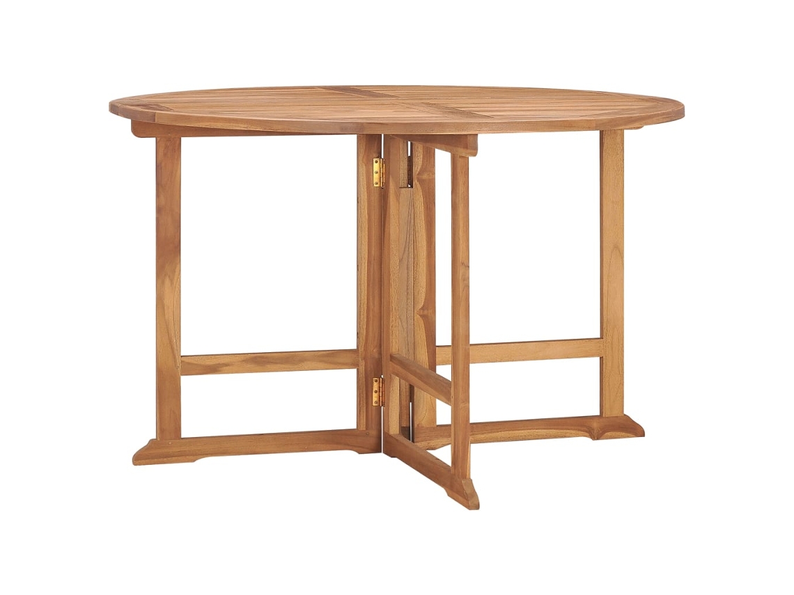 Mesa De Jantar Para Jardim Mesa Para Exterior Dobrável Ø110x75 Cm Teca Maciça Lovely Home