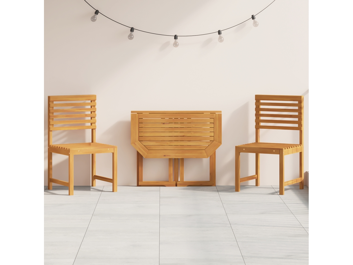 Conjunto 3 De Bistrô De Jardim Vidaxl  Em Madeira Sólida De Acácia