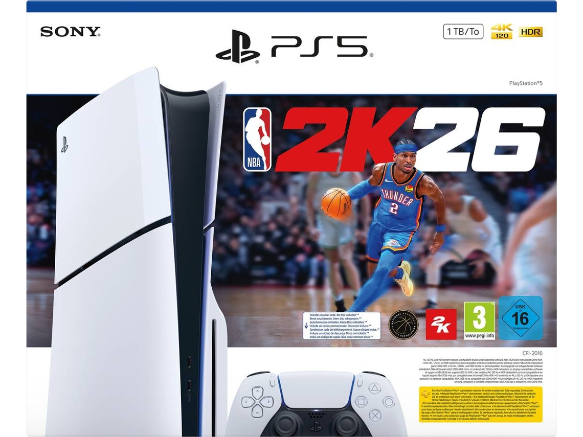 Consola PS5 Standalone + Jogo NBA2K26 (Código de Descarga na Caixa)