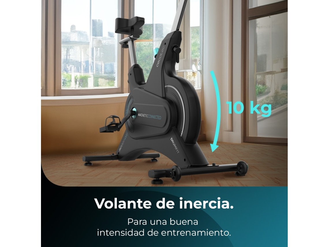 Bicicleta de Resistência Magnética de Interior com Volante de Inércia de 10 kg App 10 Níveis de Resistência Manual Rodas de Transporte e Su CECOTEC