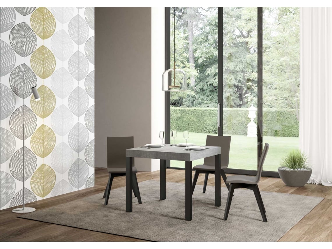 Mesa de Jantar Extensível 90X90/246 Cm Everyday Premium Cimento Quadro Antracite ITAMOBY