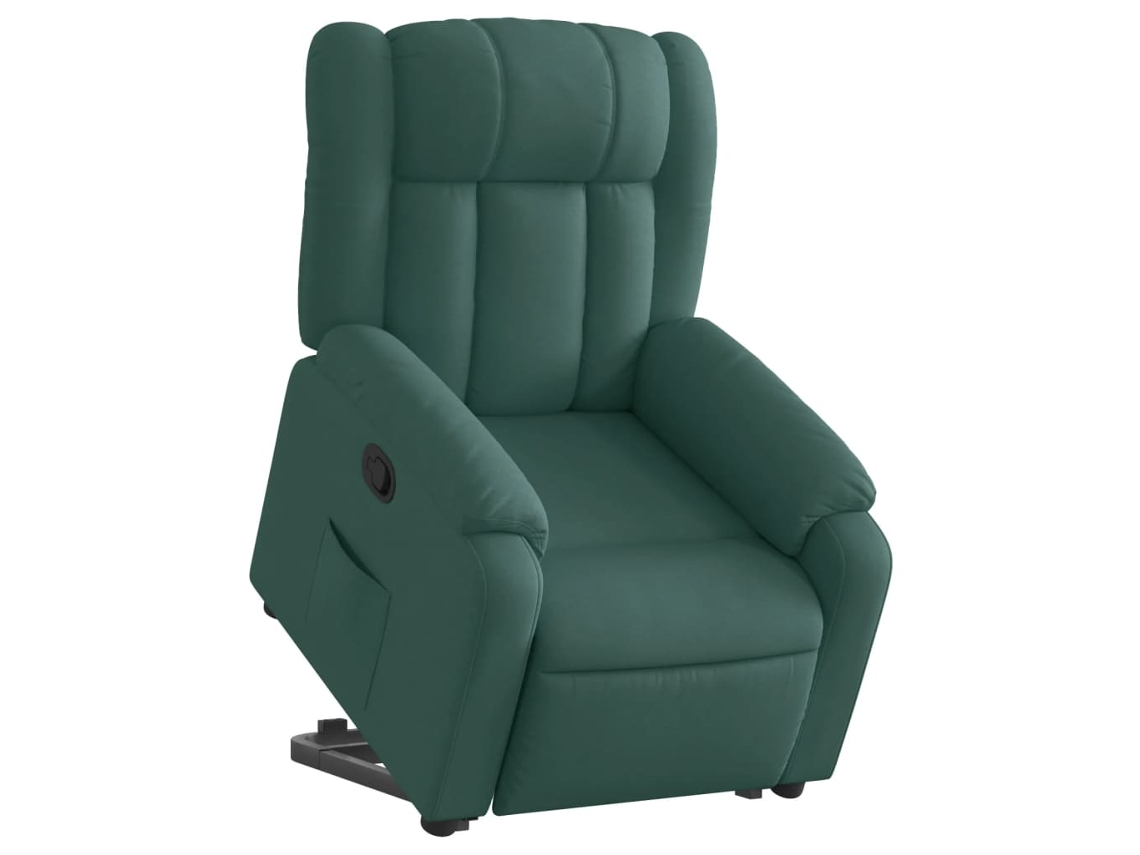 Poltrona reclinável elevatória tecido verde-escuro